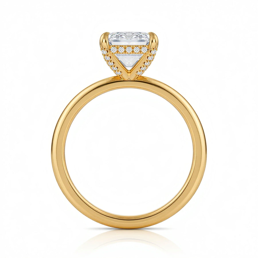 Emerald Solitaire Ring With Diamond Basket