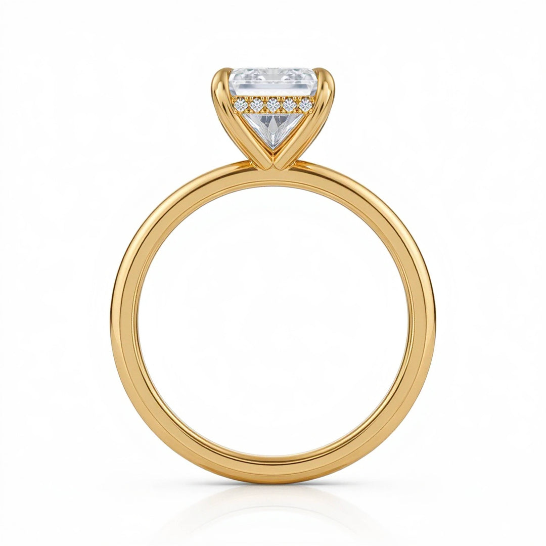 Emerald Solitaire Ring With Hidden Halo