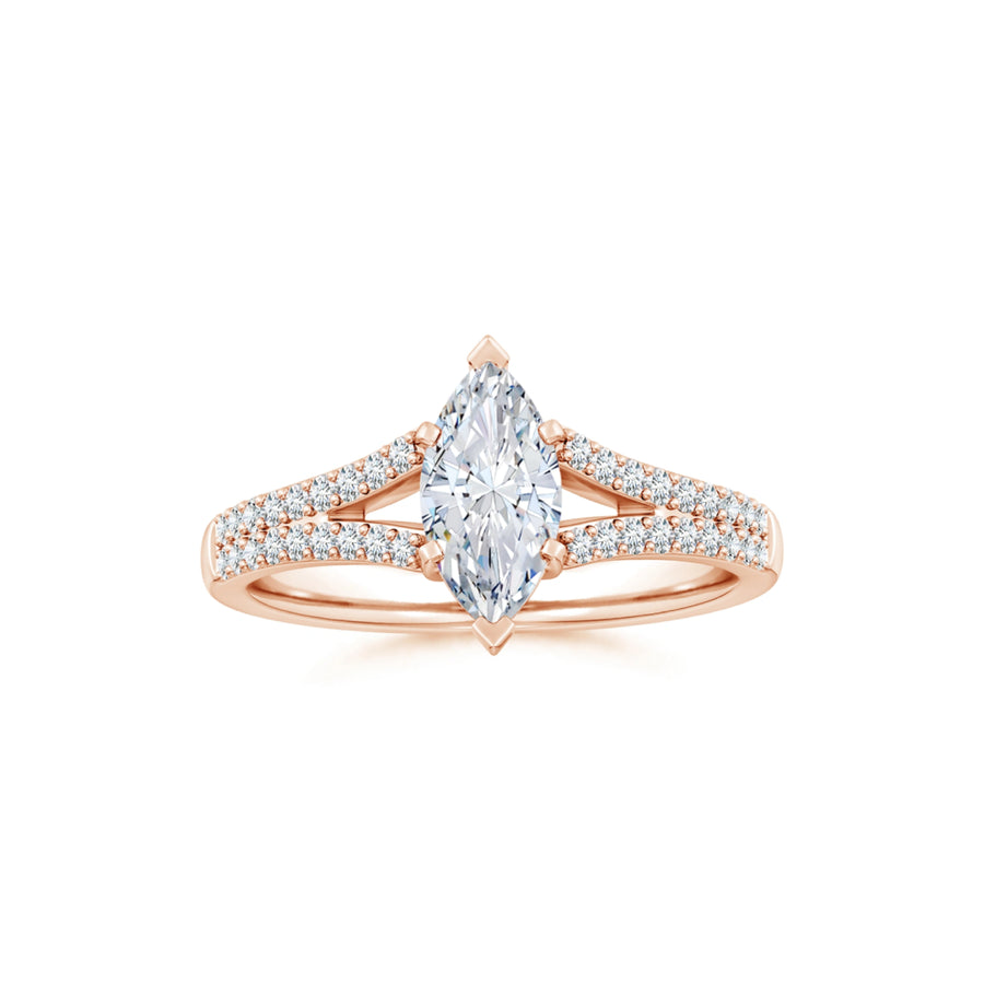 Marquise Solitaire Split Shank Engagement Ring