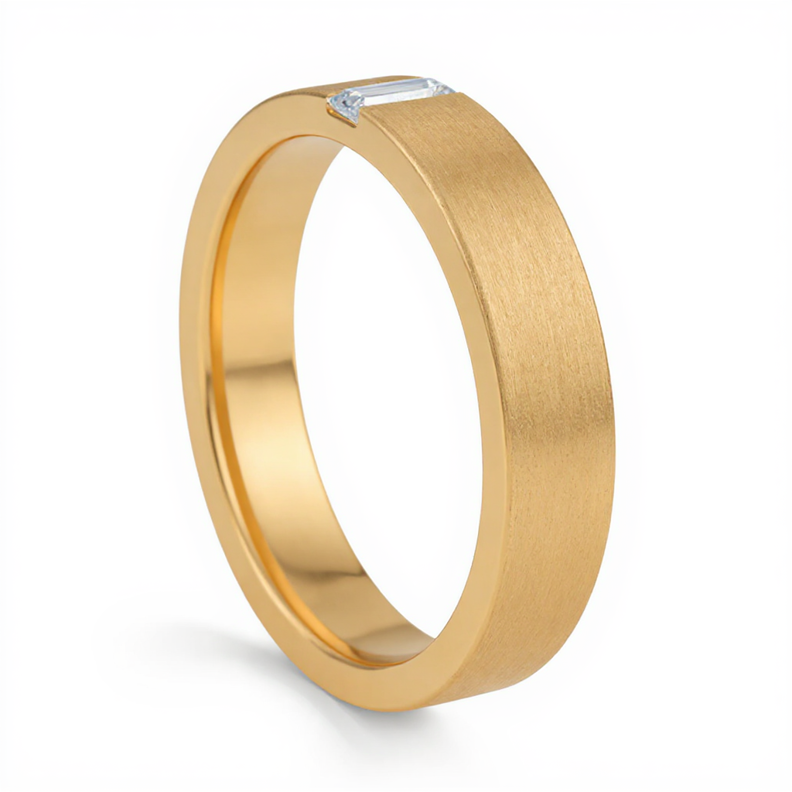 Matte Baguette Diamond Band with Polished Edges