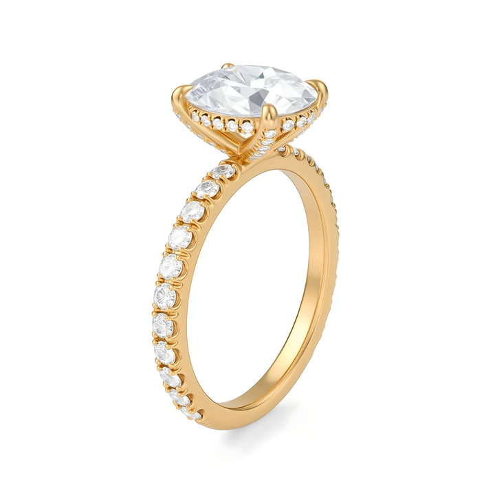 Oval Diamond Basket With Pave Ring