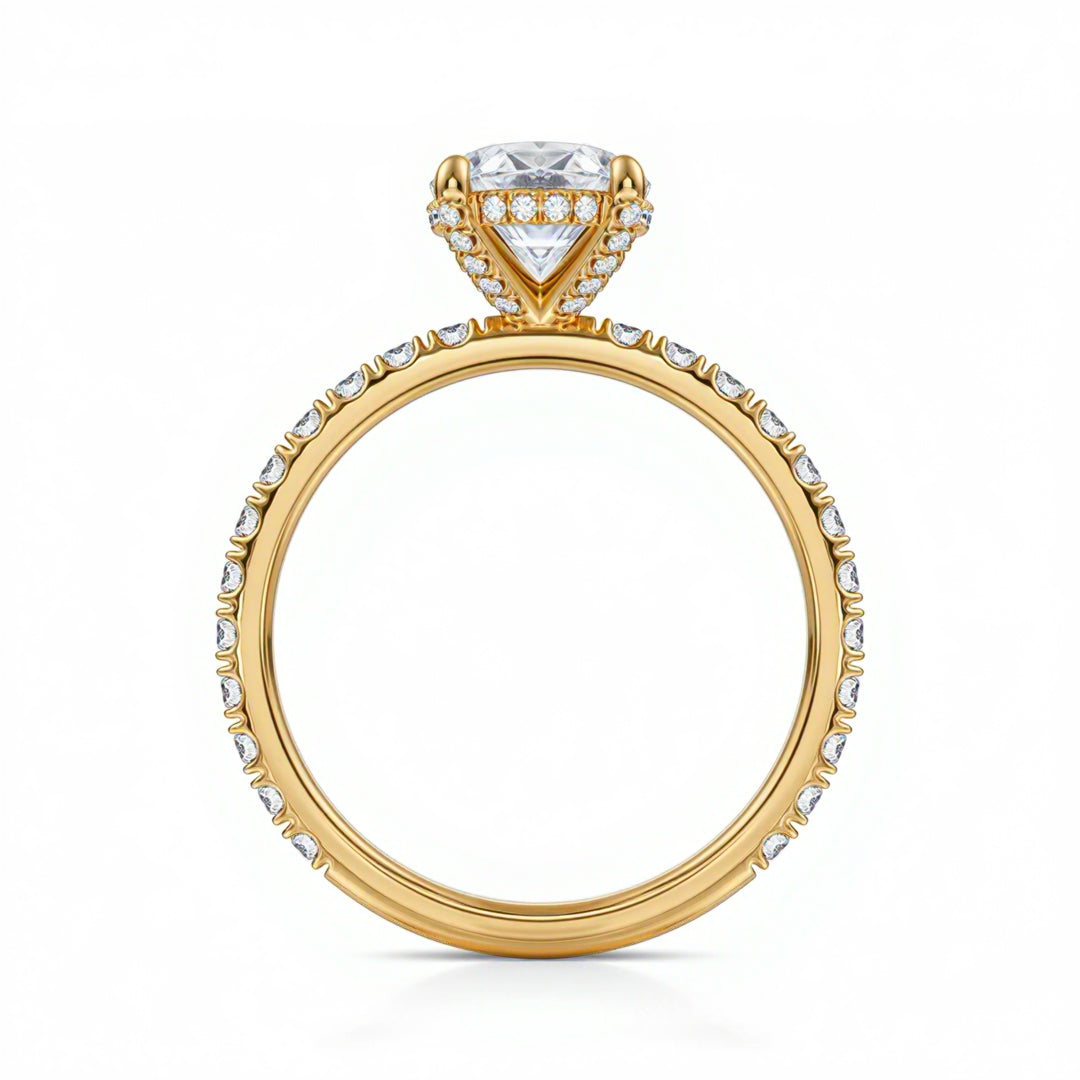 Oval Diamond Basket With Pave Ring