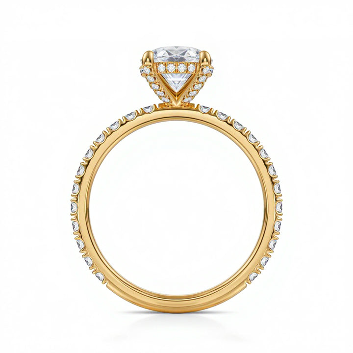 Oval Diamond Basket With Pave Ring