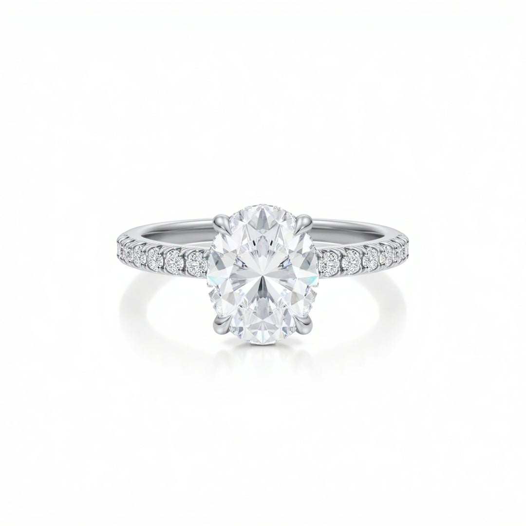 Oval Diamond Basket With Pave Ring