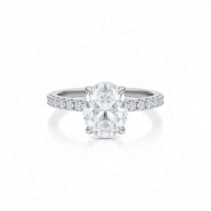 Oval Diamond Basket With Pave Ring