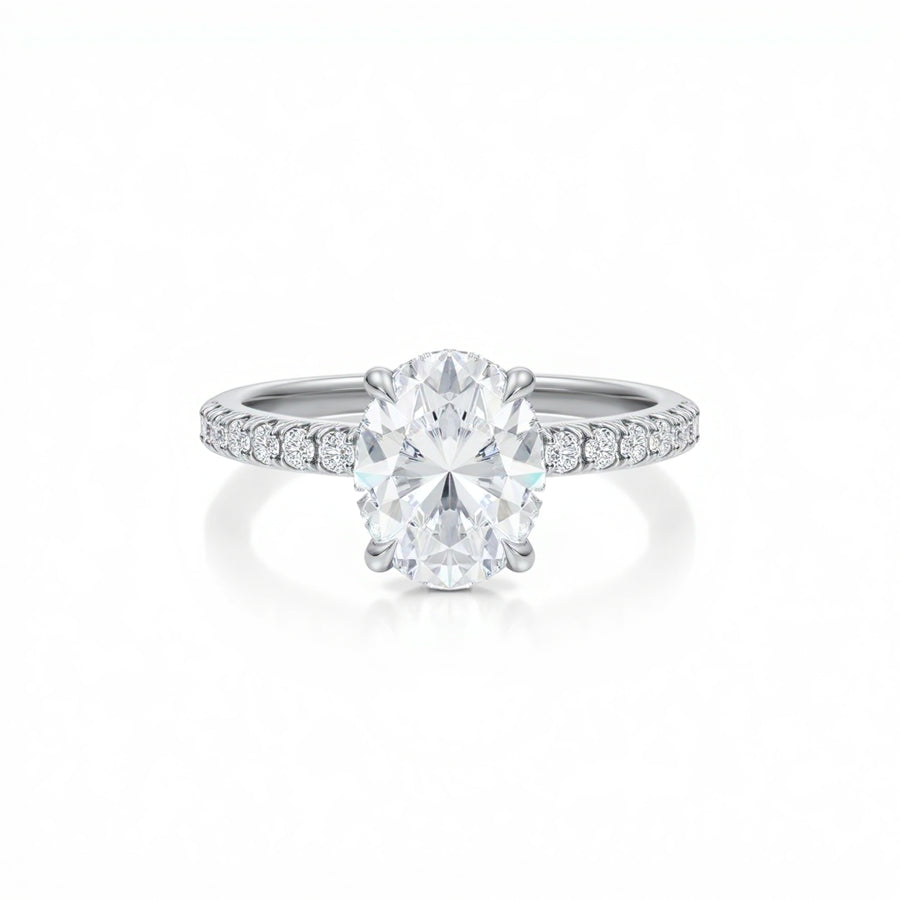 Oval Diamond Basket With Pave Ring