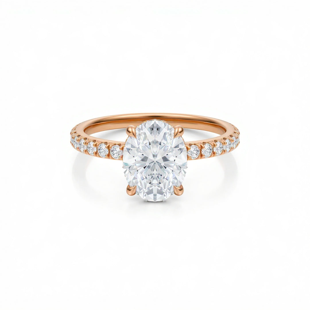 Oval Diamond Basket With Pave Ring