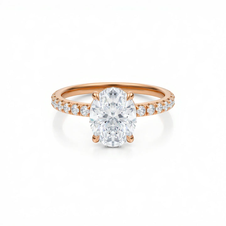 Oval Diamond Basket With Pave Ring