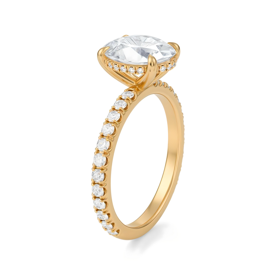 Oval Hidden Halo With Pave Band