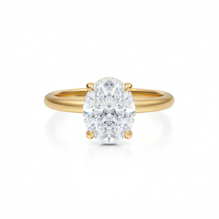 Oval Solitaire Ring With Diamond Basket