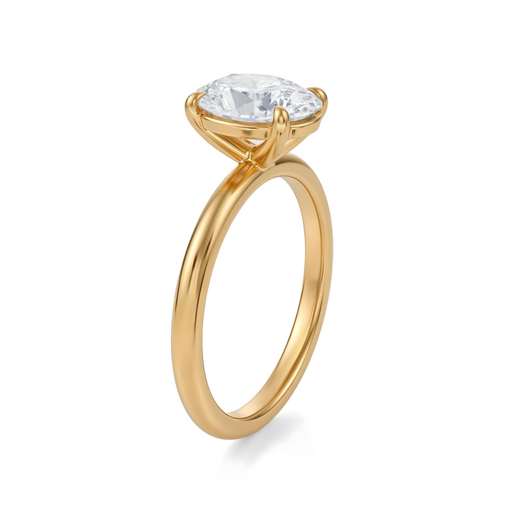 Oval Martini Basket Solitaire Ring