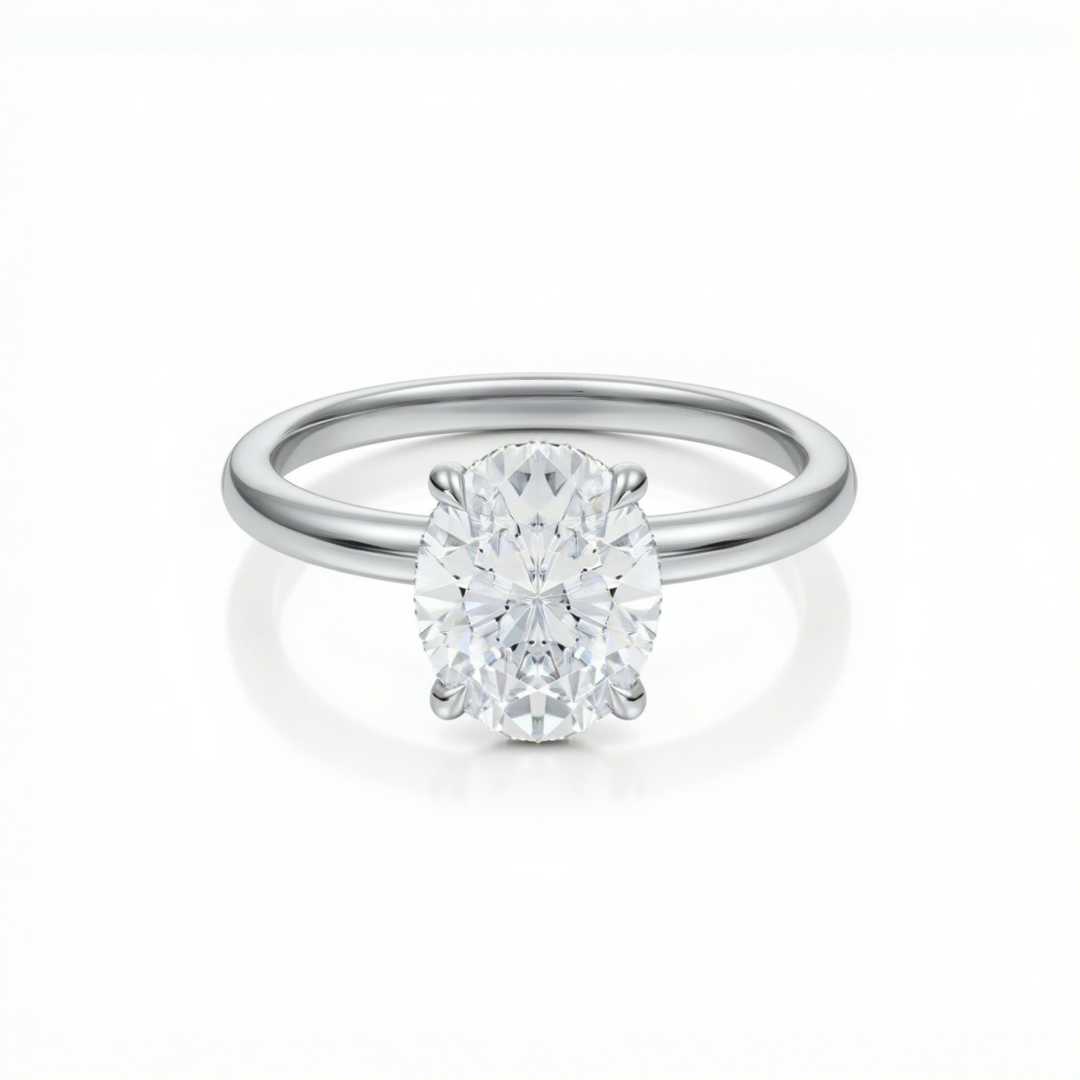Oval Martini Basket Solitaire Ring