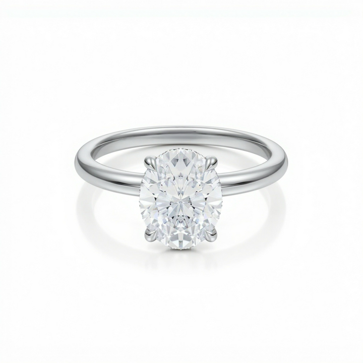 Oval Martini Basket Solitaire Ring