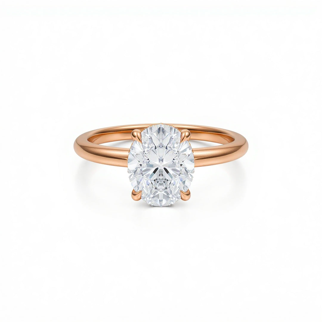Oval Solitaire Ring With Diamond Basket