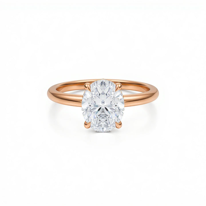 Oval Solitaire Ring With Diamond Basket