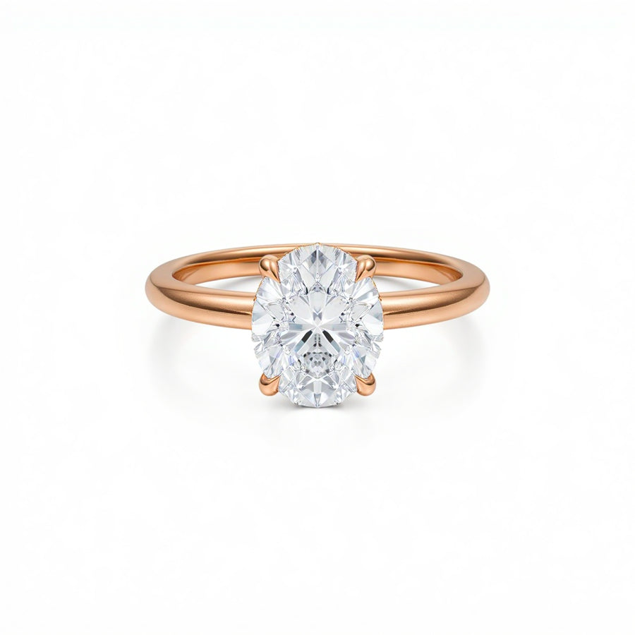 Oval Solitaire Ring With Diamond Basket