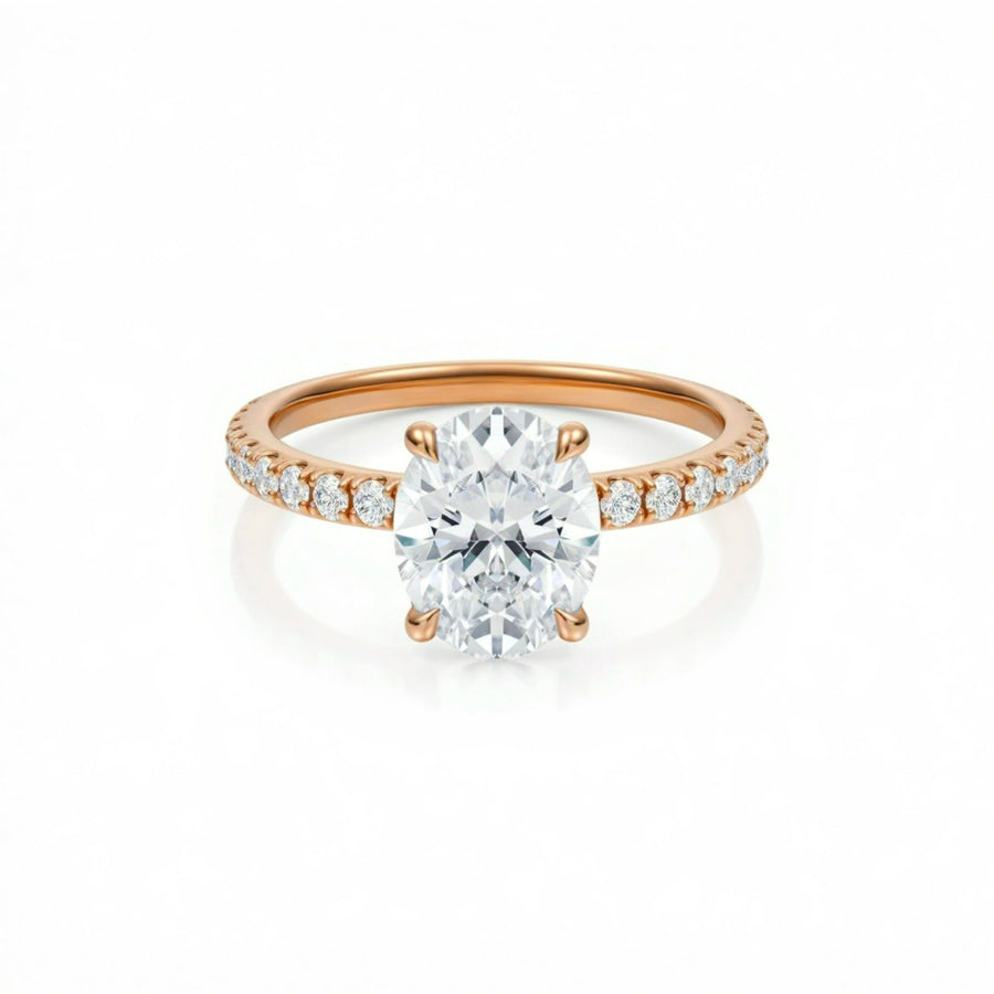 Oval Pave Ring With Pave Prongs
