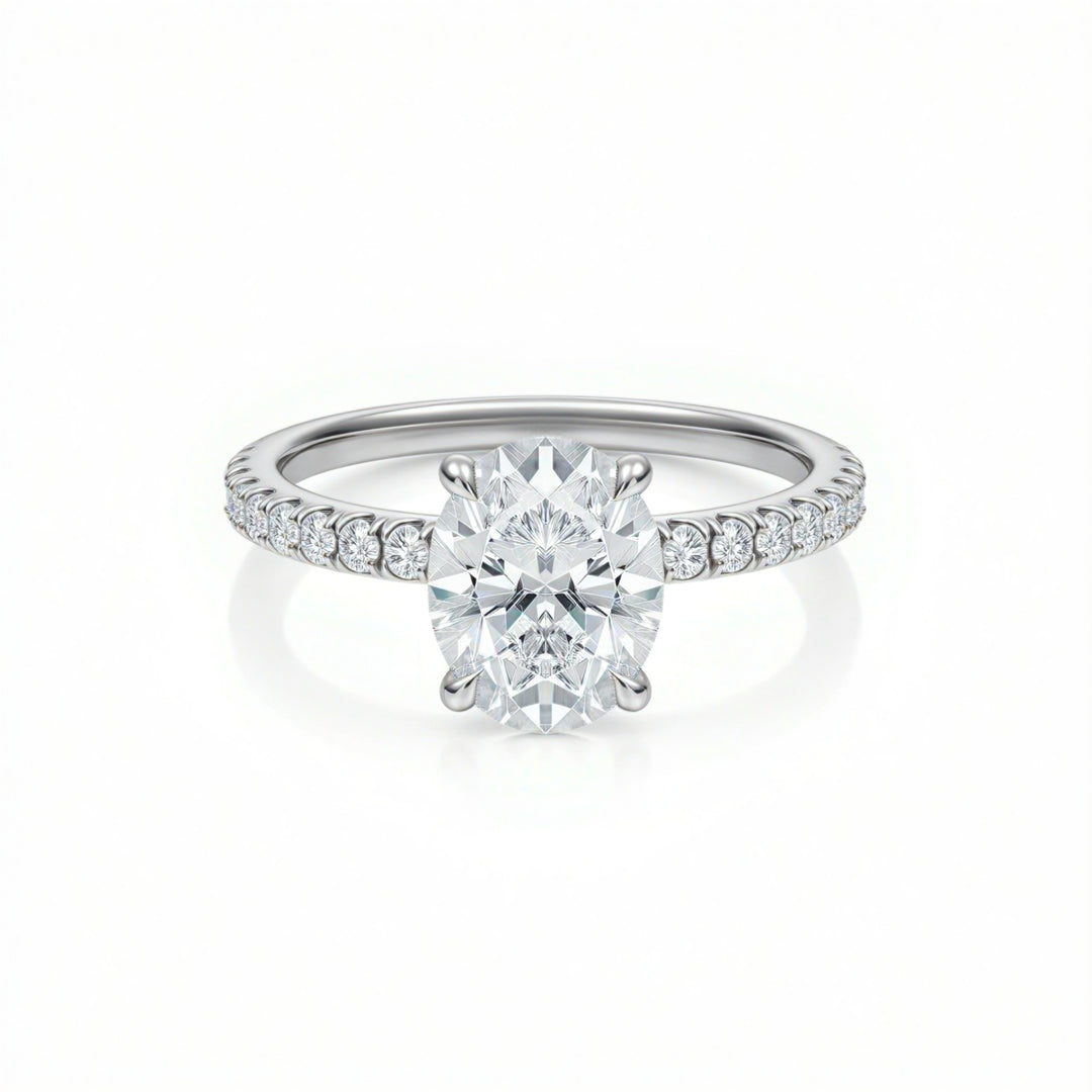 Oval Pave Ring With Pave Prongs