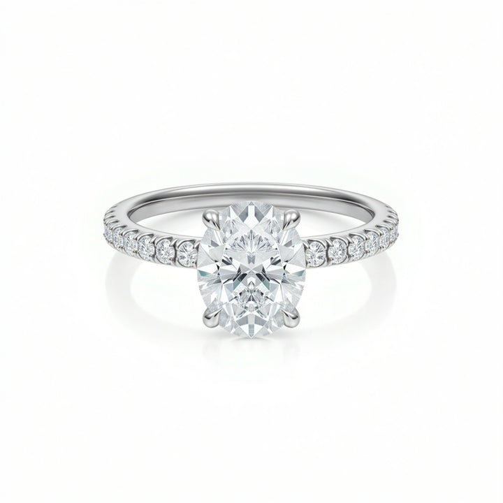 Oval Pave Ring With Pave Prongs
