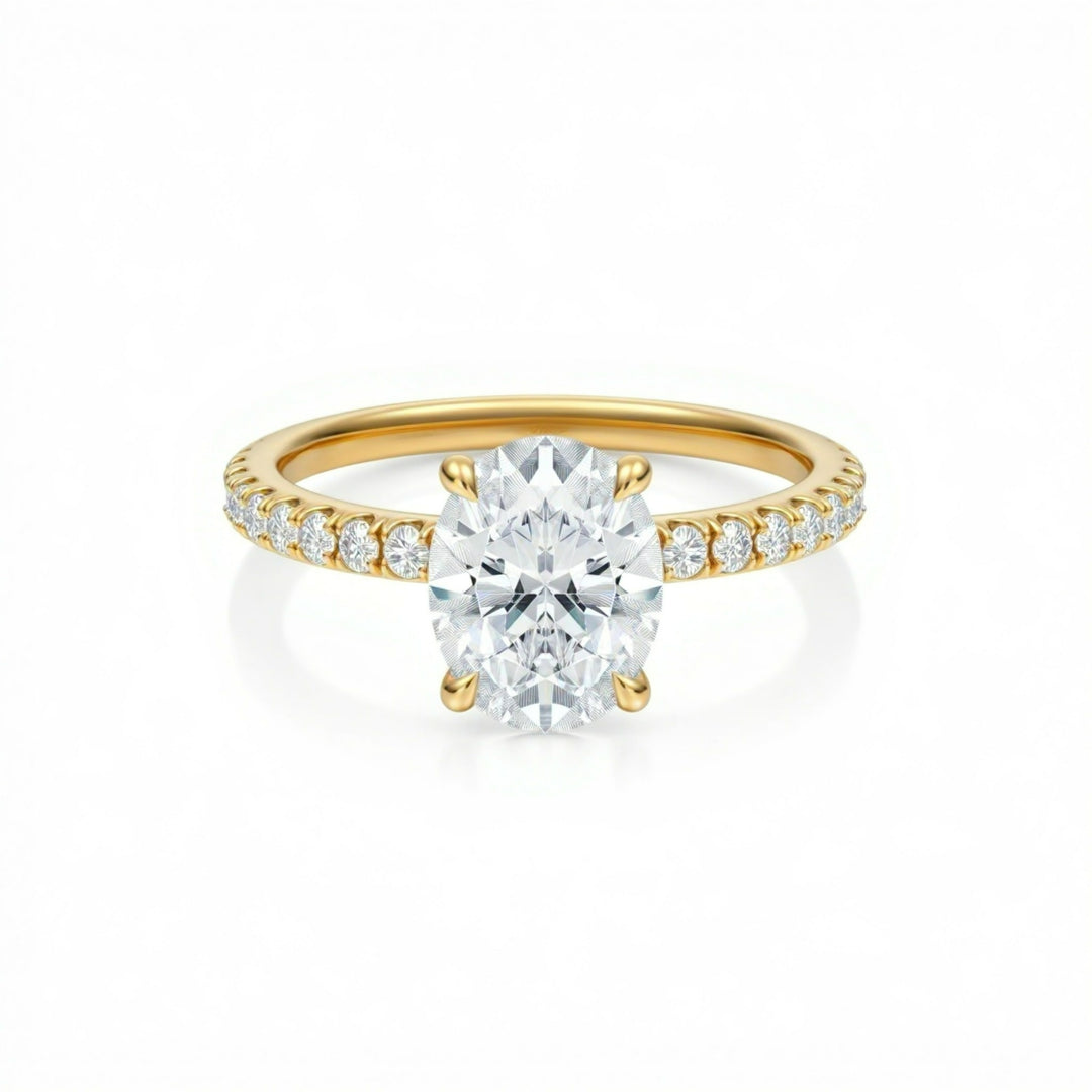Oval Pave Ring With Pave Prongs