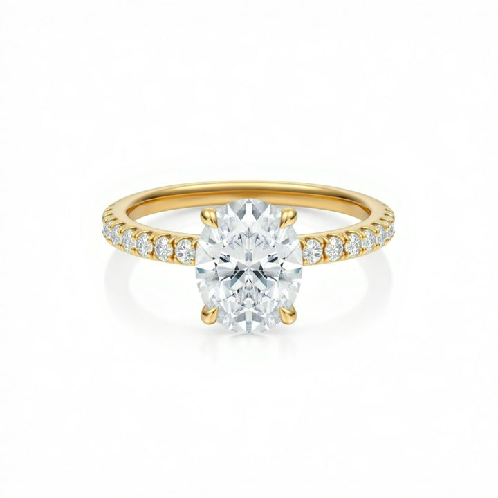 Oval Pave Ring With Pave Prongs