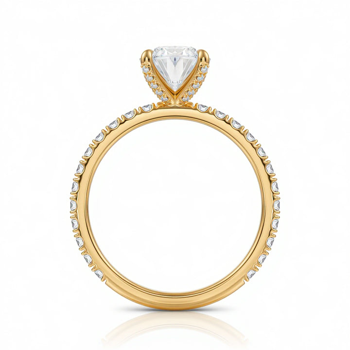 Oval Pave Ring With Pave Prongs