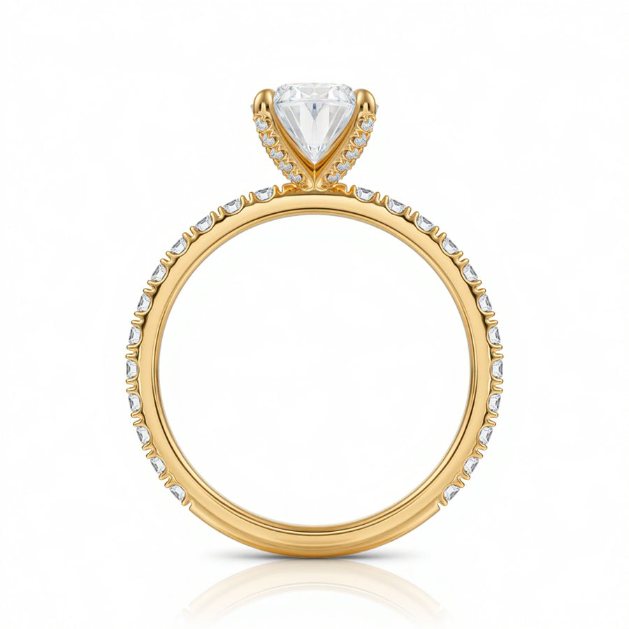 Oval Pave Ring With Pave Prongs