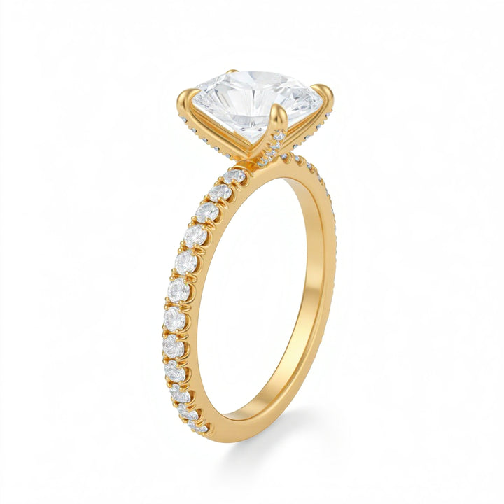 Oval Pave Ring With Pave Prongs