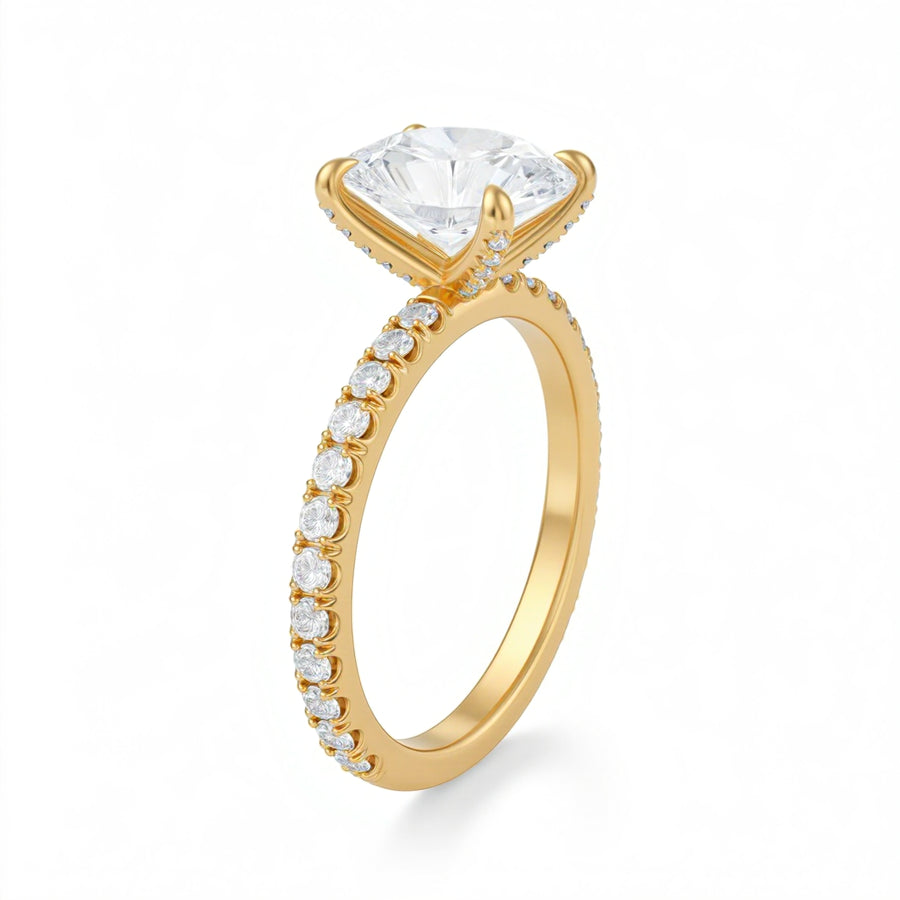Oval Pave Ring With Pave Prongs