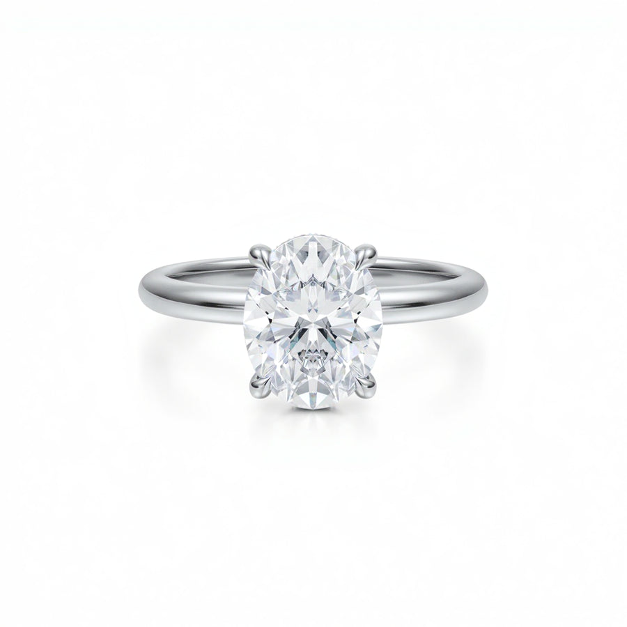Oval Solitaire Ring With Diamond Basket