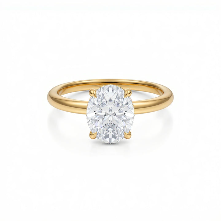 Oval Solitaire Ring With Hidden Halo