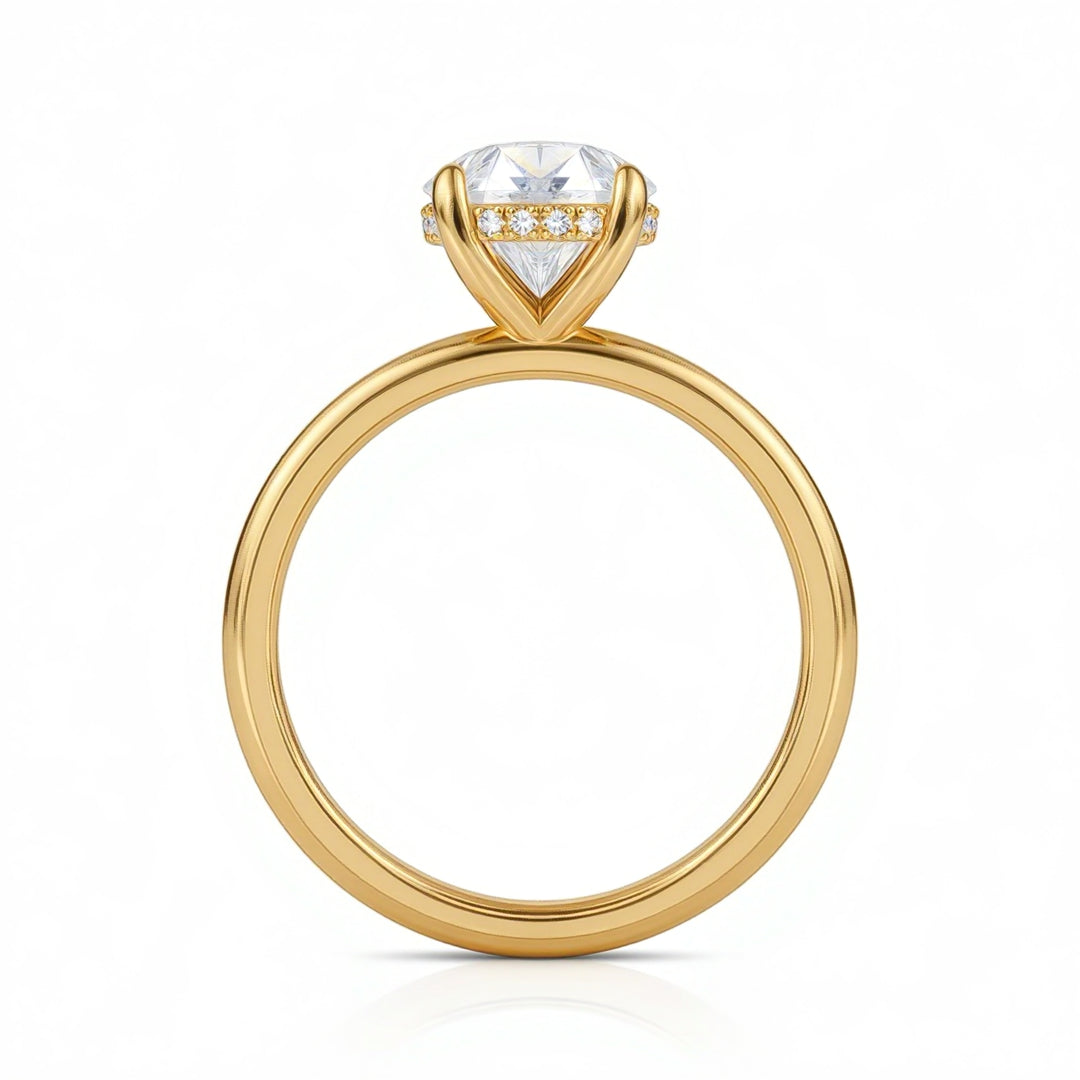 Oval Solitaire Ring With Hidden Halo