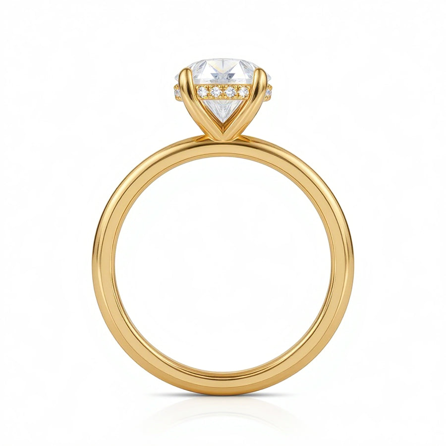 Oval Solitaire Ring With Hidden Halo