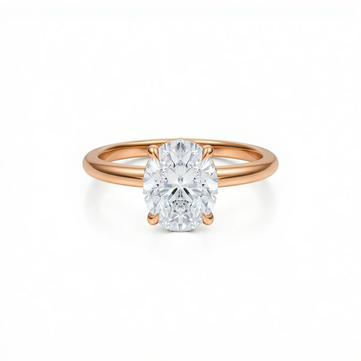 Oval Solitaire Ring With Hidden Halo