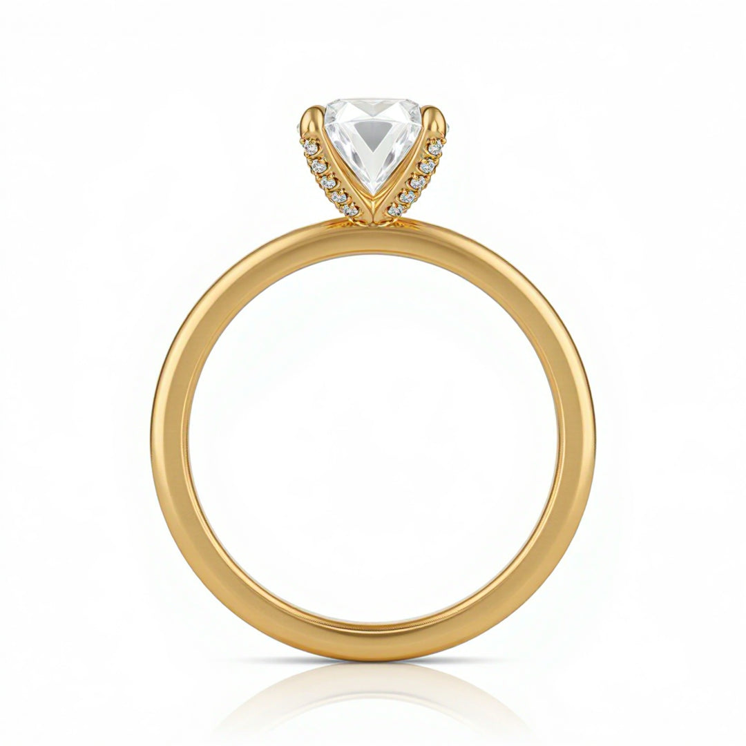 Oval Solitaire Ring With Pave Prongs