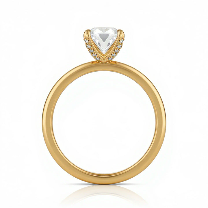Oval Solitaire Ring With Pave Prongs