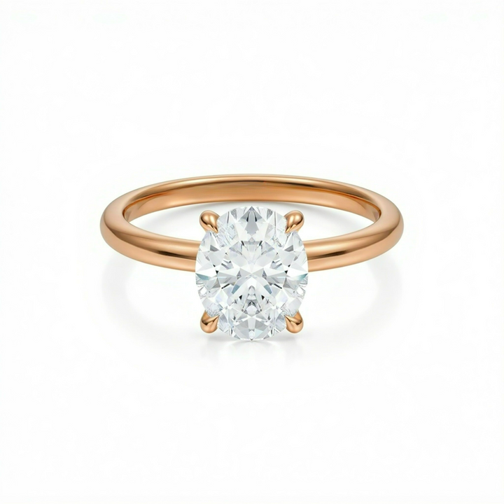Oval Solitaire Ring With Pave Prongs