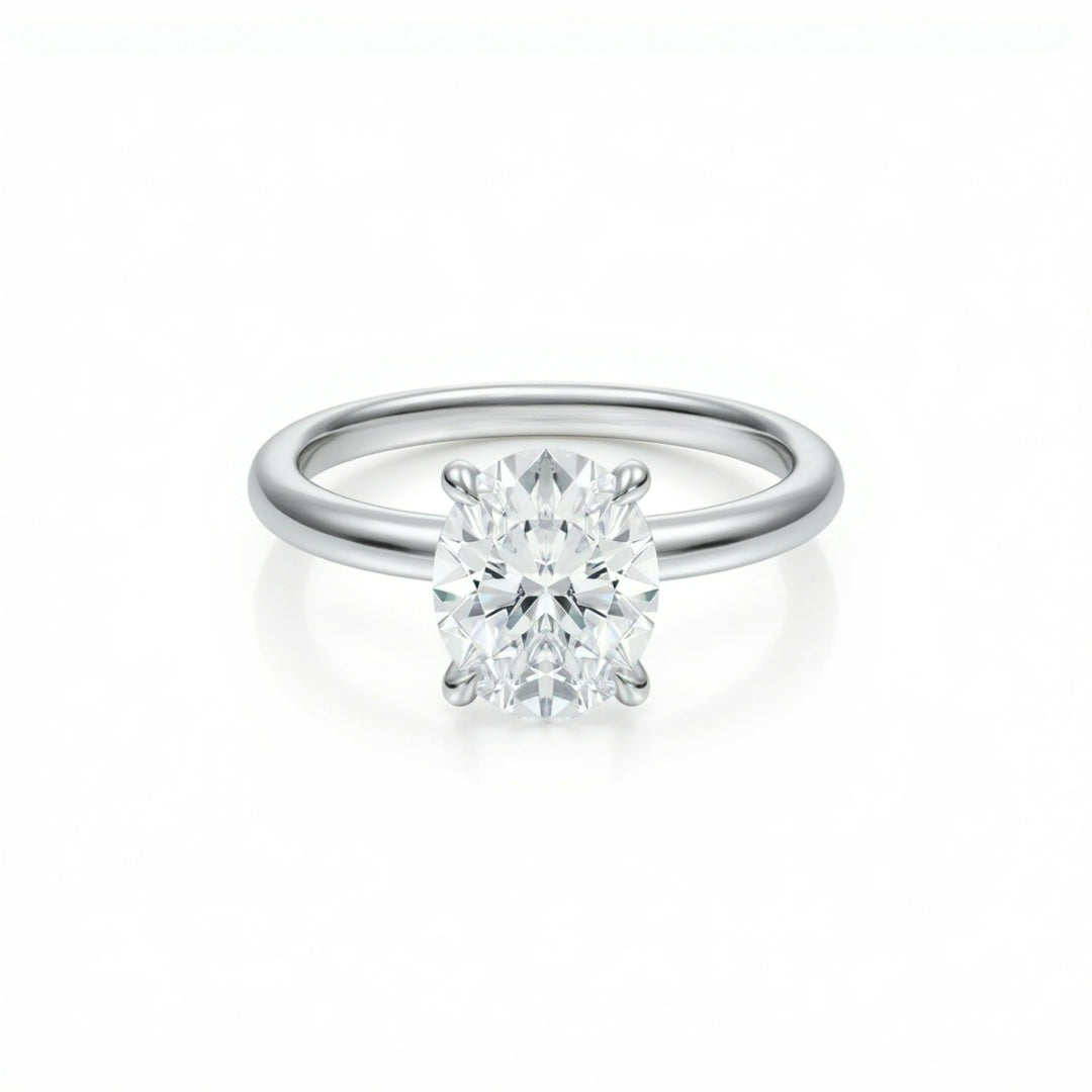 Oval Solitaire Ring With Pave Prongs