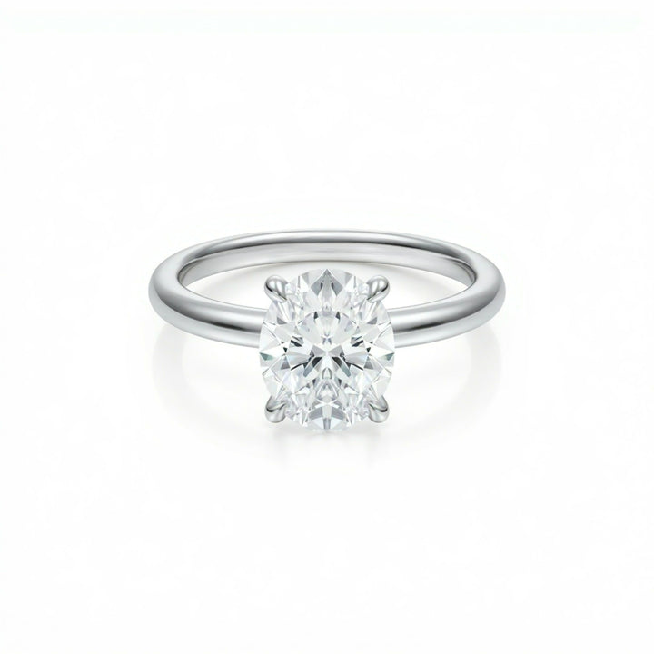 Oval Solitaire Ring With Pave Prongs