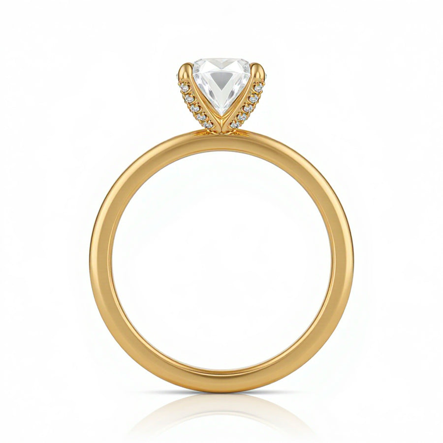 Oval Solitaire Ring With Pave Prongs
