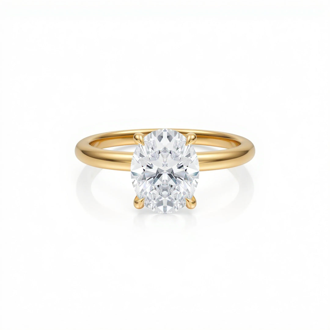 Oval Solitaire Ring With Pave Prongs