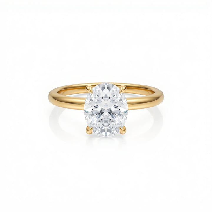 Oval Solitaire Ring With Pave Prongs