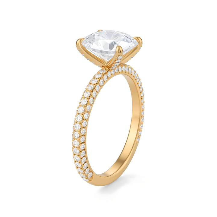 Oval Three Row Pave Ring With Pave Prongs