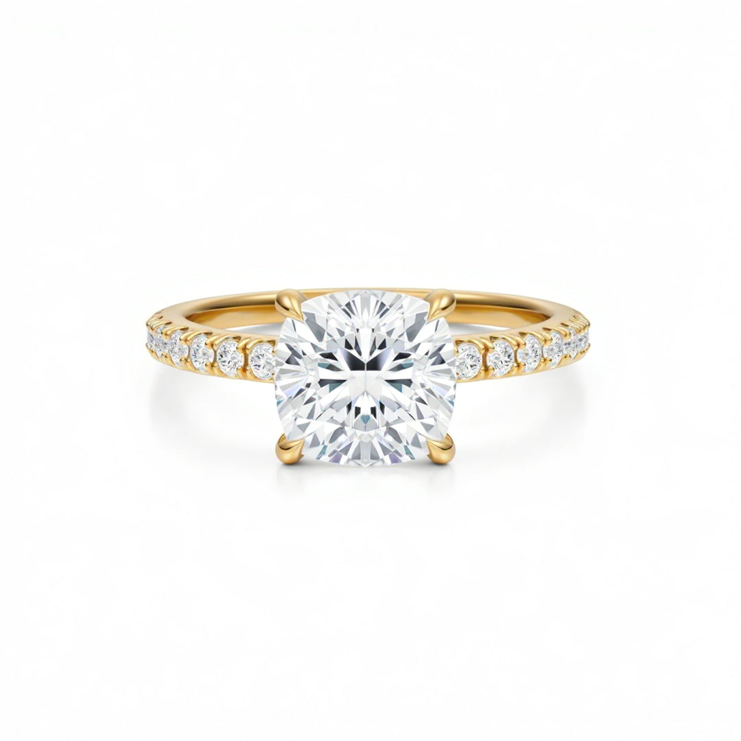 Cushion Pave Ring With Pave Prongs