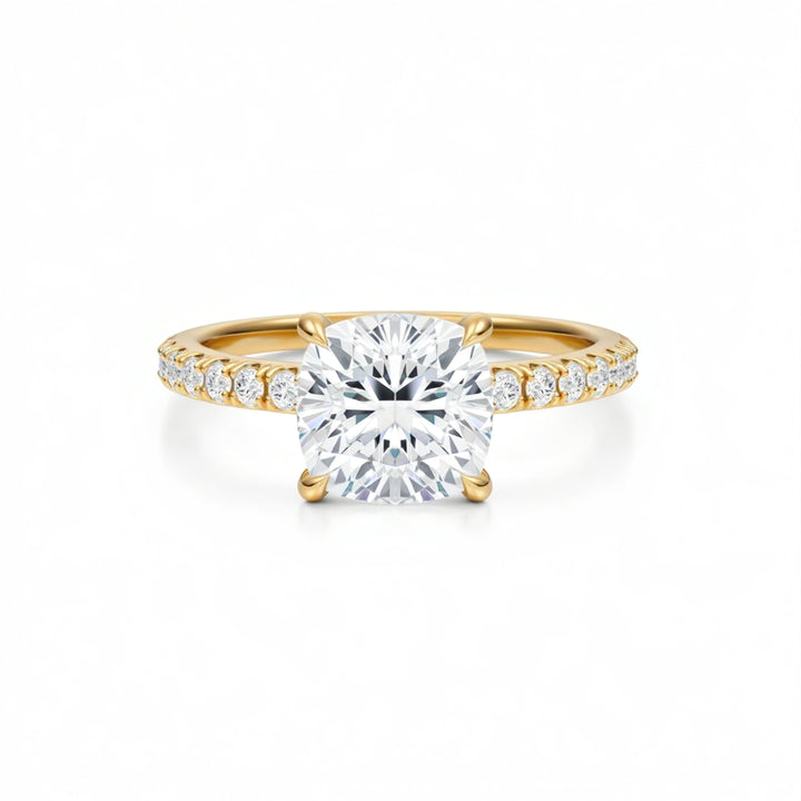Cushion Pave Ring With Pave Prongs