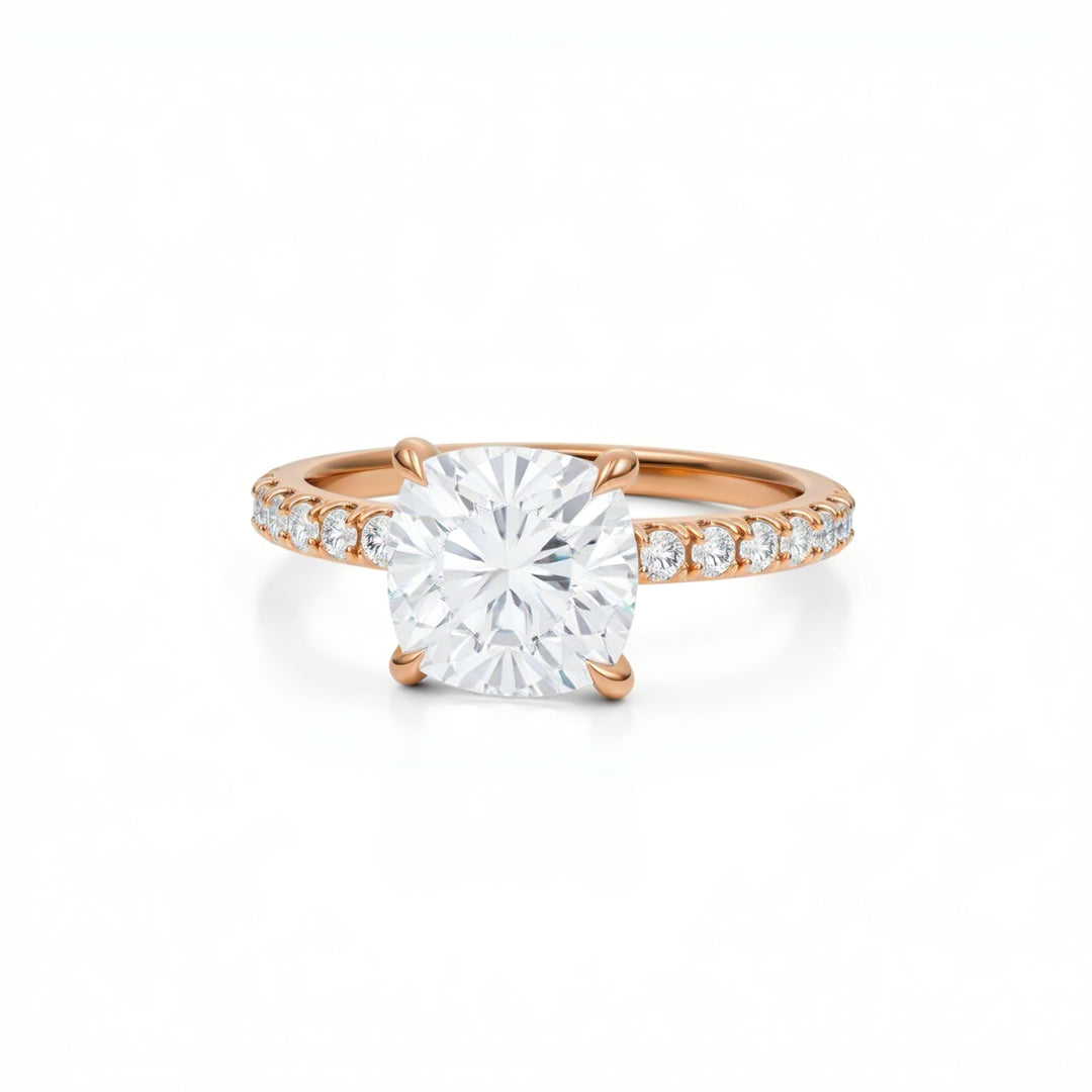 Cushion Pave Ring With Pave Prongs