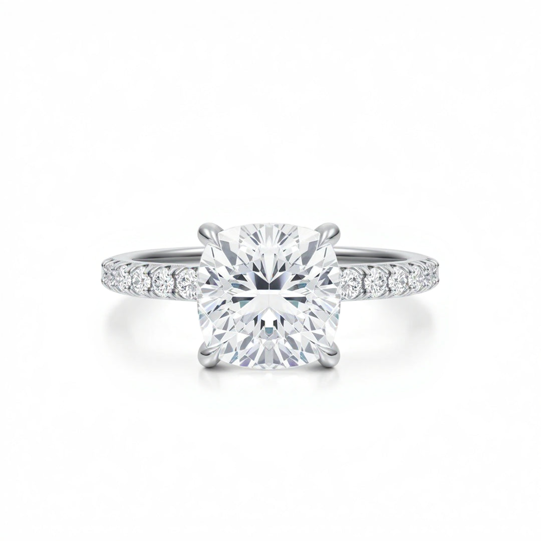 Cushion Pave Ring With Pave Prongs