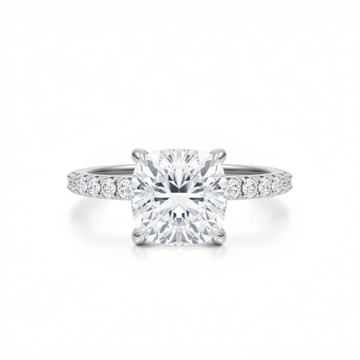 Cushion Pave Ring With Pave Prongs
