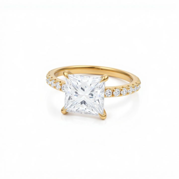 Princess Pave Ring With Pave Prongs