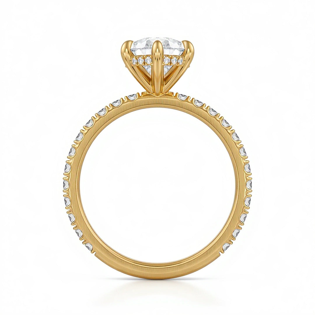 Pear Hidden Halo With Pave Ring